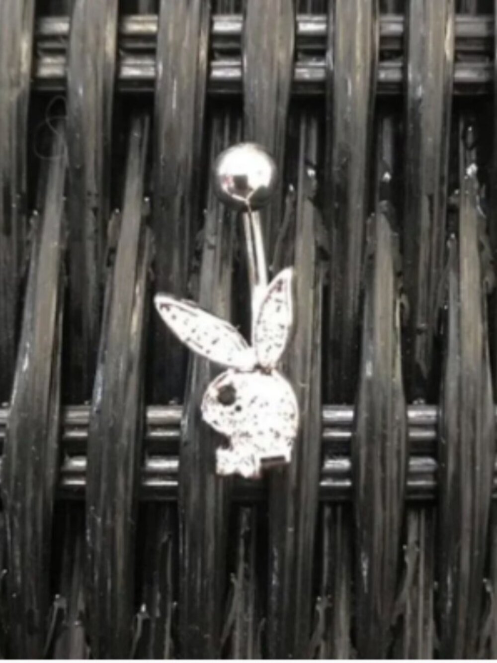 playboy bunny crystal black eye belly button navel ring